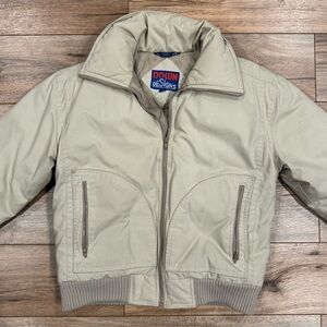 VINTAGE 80s DOWN DESIGNS Men’s Heavyweight Cream Puffer Bomber Jacket